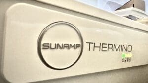 A picture showing teh front panel of a sunamp thermal store